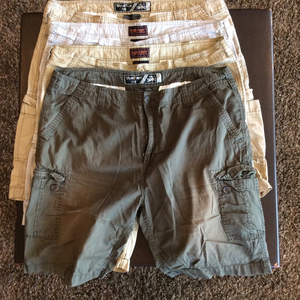Four (4) pair of 42 WearFirst men’s cargo shorts.